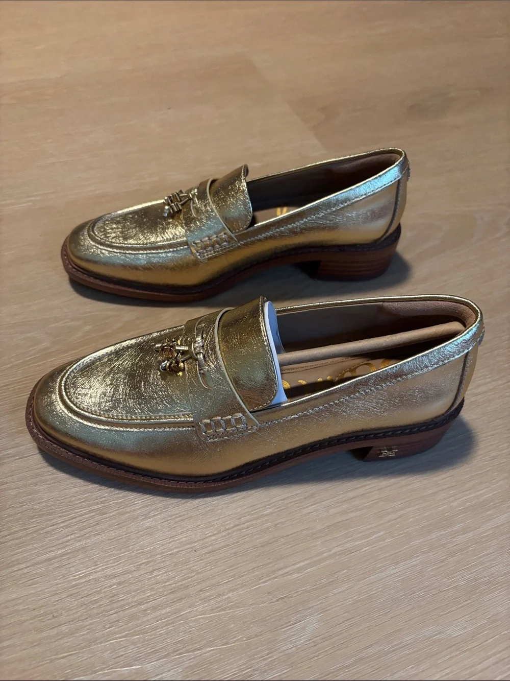 NWOB Sam Edelman Denise Metallic Gold Loafers size 5